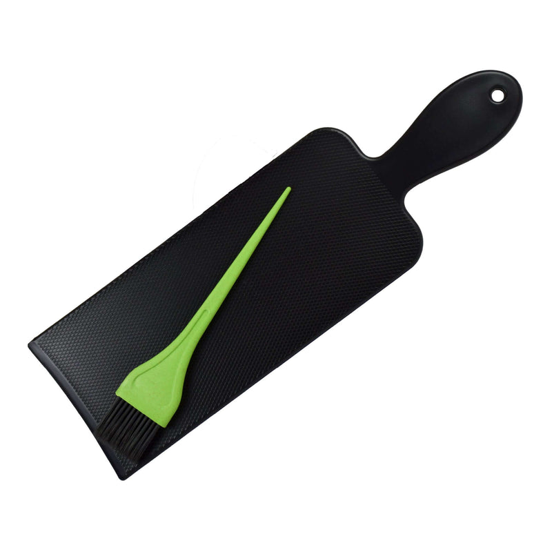 Balayage Board Set featuring a black board and a green plant-based tint brush 4"x14"