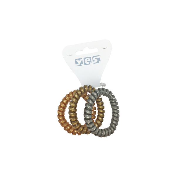 Phone Cord Hair Ties. Metallic